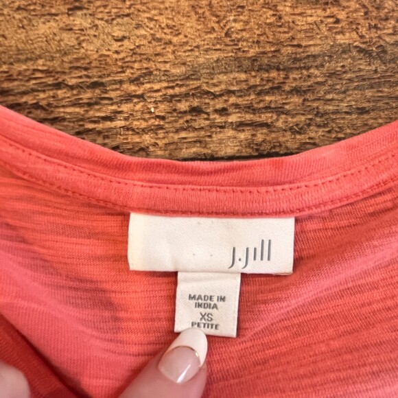 J.Jill Orange Pink (Shrimp) V-Neck Top XS Petite Cotton Everyday Colorful - Picture 5 of 9